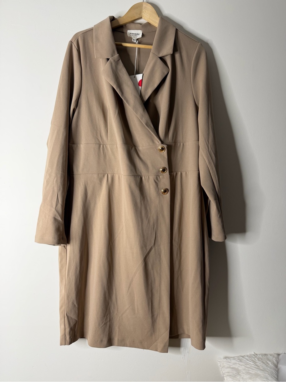 ANDREE BY UNIT Beige Trench Coat with Gold Buttons